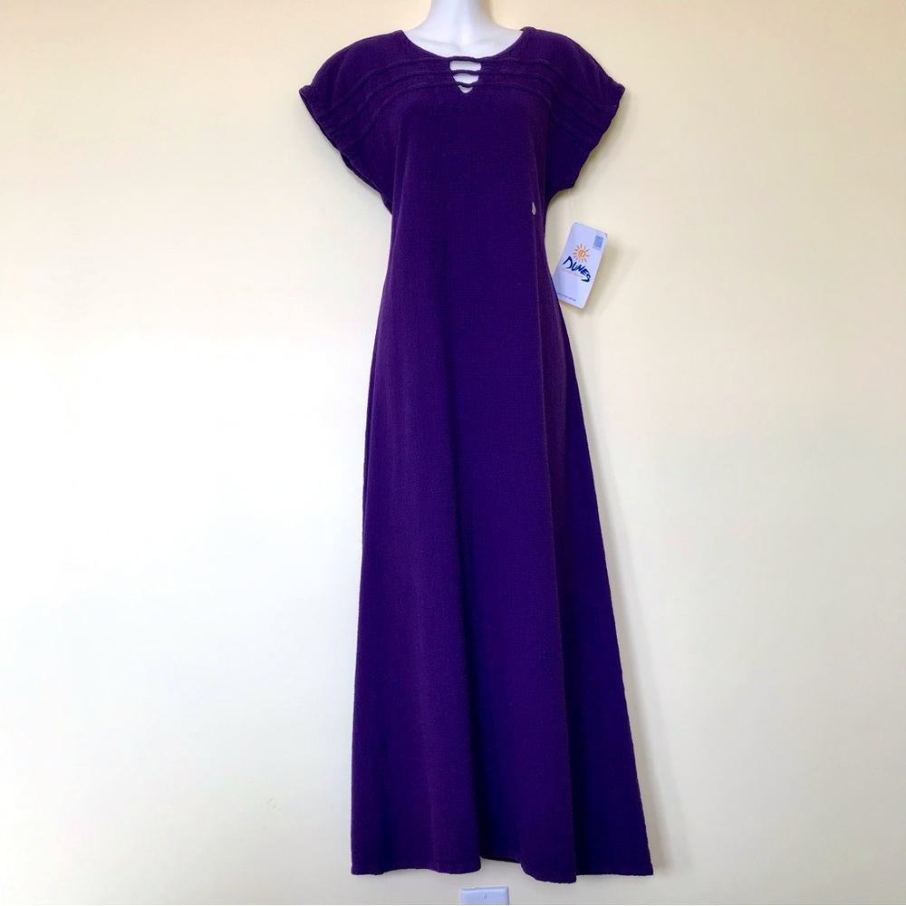 Dunes Textured Cotton Maxi Dress Purple Beach Cover Up Made in Mexico New Unworn
